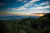 View from Gehrenberg at sunset, Markdorf, Lake Constance, Baden-Württemberg, Germany