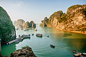 Aerial view of boats in Ha Long Bay, Vietnam