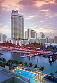 Miami Beach harbor and highrise buildings, Florida, United States