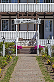 Hotel Hitthim by the harbour in Kloster, Island Hiddensee, Baltic coast, Mecklenburg-Western Pomerania, Northern Germany, Germany, Europa