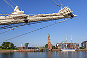 Loschenturm im Neuen Hafen in Bremerhaven, Hansestadt Bremen, Nordseeküste, Norddeutschland, Deutschland, Europa