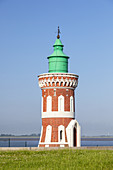 Leuchtturm Kaiserschleuse Ostfeuer im Hafen von Bremerhaven, Hansestadt Bremen, Nordseeküste, Norddeutschland, Deutschland, Europa