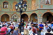 Courtyard terrace of Augustiner restaurant, Neuhauser Strasse, Munich, Bavaria, Germany