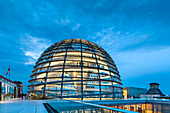 Dome of the Reichstag building at night, Berlin, Germany