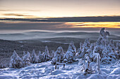 Evening sun and Winter Landscape, Schierke, Brocken, Harz national park, Saxony, Germany