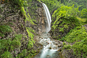 Waterfall, Stuibenfall, Oytal, hiking trail, Kaeseralpe, Oberallgaeu, Oberstdorf, Germany
