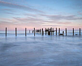 Sea defences at low tide at Happisburgh, Norfolk, England, United Kingdom, Europe