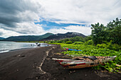 Volcanic beach below Volcano Tavurvur, Rabaul, East New Britain, Papua New Guinea, Pacific