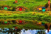 Hobbit Häuser, Hobbiton, Nordinsel, Neuseeland, Pazifik