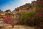 Die Innenwand des Mehrangarh Fort in Jodhpur, die Blaue Stadt, Rajasthan, Indien, Asien