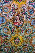 Painted woodwork on the ceiling, Pavilion, Bagh-e Narajestan (Citrus Garden), Shiraz, Iran, Middle East