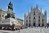 Reiterstatue von Victor Emmanuel II. Und Mailänder Dom (Duomo), Piazza del Duomo, Mailand, Lombardei, Italien, Europa