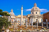 Trajan's Forum, Foro di traiano, Santa Marâ.a di Loreto Church, Roman Forum, Rome, Lazio, Italy, Europe.
