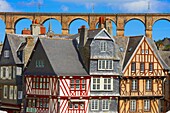 Morlaix, Half Timbered Houses, Old Town, Bretagne, Brittany, Finistere, France, Europe.