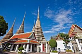Phra Maha Chedi Si Rajakarn, The Great Pagodas of Four Kings. Wat Pho Temple, Bangkok, Thailand.