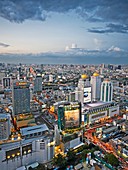 Elevated city view at dusk. Bangkok, Thailand.