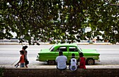 Street scene at 23 street, in La Rampa, near the Malecon, Vedado district, La Habana, Cuba.