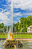 Sculptures and fountains of Grand Cascade, Peterhof, Saint Petersburg, Russia.
