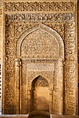 Iran, Isfahan, Friday mosque, world heritage of the UNESCO, stucco mihrab with Quranic inscriptions.