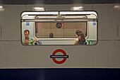 Wagon der U-Bahn, London, England