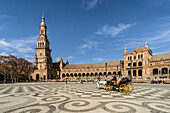 Placa de Espana, spanischer Platz, Kutsche, Sevilla, Andalusien Spanien