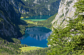 Watzmann, Obersee, Königssee, seen from the Alpine trail to Wasseralm, Berchtesgaden National Park, Berchtesgadener Land, Bavaria, Germany, Europe