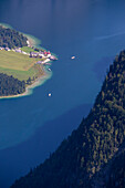 Königssee, St. Bartholomä, Blick vom Halsköpfl, Nationalpark Berchtesgaden, Berchtesgadener Land, Bayern, Deutschland, Europa
