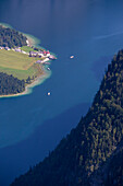 Königssee, St. Bartholomä, seen from Halsköpfl, Berchtesgaden National Park, Berchtesgadener Land, Bavaria, Germany, Europe