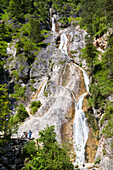 Waterfall at Almbachklamm, Untersberg, Berchtesgadener Land, Bavaria, Germany, Europe