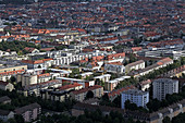 View over residential area of Schwabing north, Munich, Upper Bavaria, Bavaria, Germany
