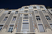 Jugendstilfassade des Dülferhaus, Münchner Freiheit, Schwabing, München, Oberbayern, Bayern, Deutschland