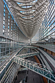Inside architecture and roof of Tokyo International Forum, Chiyoda-ku, Tokyo, Japan