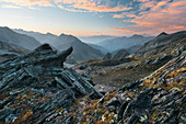 View from Col de Fenêtre towards Italy, Valais, Switzerland