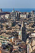 Cityscape from Spaniata Castelletto, Genoa, Liguria, Italy.