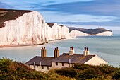 The Seven Sisters and Coastguard Cottages, Seaford, East Sussex, UK.