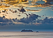 Cruise ships, Bay of Naples, Sorrento, Italy.