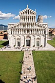 Pisa Cathedral facade, Duomo, Piazza dei Miracoli, Pisa, Tuscany, Italy.