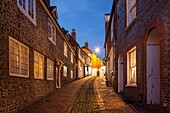 Evening on Keere Street in Lewes, East Sussex, England.
