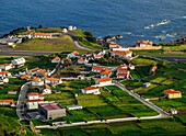 Portugal, Azores, Corvo, Elevated view of the Vila do Corvo.