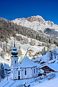 Church of Maria Gern with Untersberg in background, Maria Gern, Berchtesgaden Alps, Upper Bavaria, Bavaria, Germany