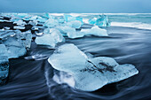 Icebergs on the beach at Jokulsarlon, Iceland, Polar Regions