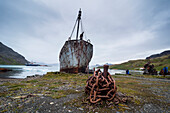 Old whaling boat, in the former whaling station, Grytviken, South Georgia, Antarctica, Polar Regions