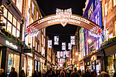 Alternative festive Christmas lights in Carnaby Street, Soho, London, England, United Kingdom, Europe