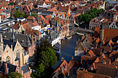 Rozenhoedkaai seen from the top of Belfry Tower (Belfort Tower), UNESCO World Heritage Site, Bruges, West Flanders, Belgium, Europe