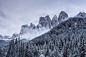 The Odle Mountains in the Val di Funes, Dolomites.