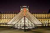 View of the Louvre Museum and the Pyramid, Paris, France