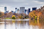 USA, New York City, Manhattan, Central Park, The Lake in autumn