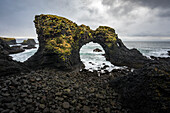 Gatklettur, a rock formation natural arch near Arnarstapi, Snaefellsnes Peninsula, Western Iceland, Europe