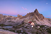From refuge Locatelli a twilight over Mount Paterno, Dolomites, South Tyrol, Bolzano province, Trentino Alto Adige, Italy
