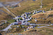 View of Montespluga village from Pizzo Della Casa Chiavenna Valley Spluga Valley Valtellina Lombardy Italy Europe